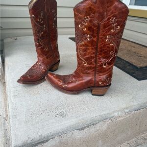 Circle G Tan Leather Cowboy Boots